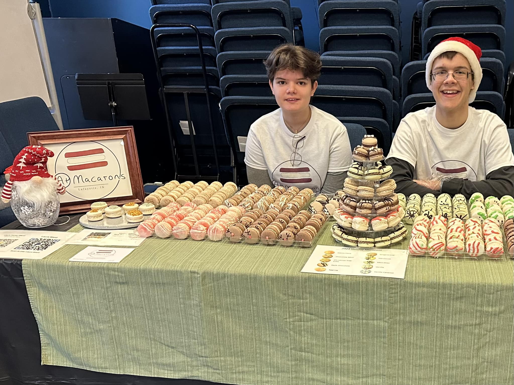 Set up of macaron stand from holiday market